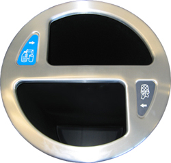 Imprezza ALMOR35 Aluminum Open Top Dual Stream Recycling Trash Can - 35 Gallon Capacity - Satin Aluminum