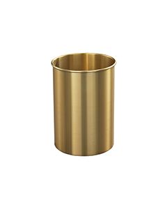 Glaro 66BE Atlantis "All-Weather" Collection Wastebasket - 5 Gallon Capacity - 10" Dia. x 15" H - Satin Brass