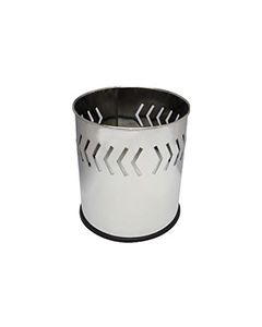Witt Industries 66SS-ABP Executive Round Wastebasket with Arrow Band Pattern - 4 gallon capacity - 10 1/8" Dia. x 11 5/8" H - Stainless Steel in Color