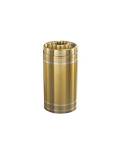Glaro D1534BE Capri Collection Donut Top Ash/Trash Receptacle - 16 Gallon Capacity - 15" Dia. x 34" H - Satin Brass with Satin Aluminum Bands