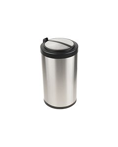 Nine Stars DZT-12-18 Infrared Touchless Waste Receptacle - 3.2 Gallon Capacity - 9 3/5 Dia. x 17 3/8" H - Stainless Steel with Black/Silver Top