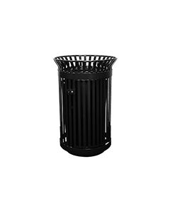 Witt Industries QC3610 Queen City Gated Metal Slatted Waste Receptacle - 36 Gallon Capacity - 28.25" Dia. x 42.25" H - Black