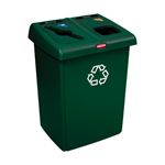 Rubbermaid 1792340 Two Stream Glutton Recycling Station - 46 Gallon Capacity - Dark Green in Color