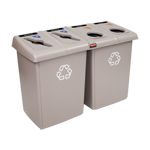 Rubbermaid 1792374 Glutton Recycling Station - 92 Gallon Capacity - 53" L x 24" W x 35.5" H - Beige in Color