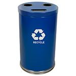 Witt Industries 18RTBL Three Opening Recycling Container - 33 Gallon Capacity - 18" Dia. x 33" H- Blue in Color