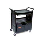 Rubbermaid 3457 Utility Cart with Lockable Doors, Sliding Drawer and 4" dia Swivel Casters - 33.63" L x 18.63" W x 37.75" H - 200 lb capacity