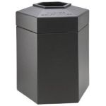 Hexagon Trash Can - 45 Gallon Capacity - 22" D x 25 1/2" W x 31" H - Charcoal Gray