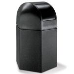 Hex Dome Lid Trash Can - 45 Gallon Capacity - 41 1/2" H x 25" W x 22" D - Black