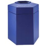 Hexagon Trash Can - 45 Gallon Capacity - 22" D x 25 1/2" W x 31" H - Blue