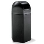 Hex Dome Lid Trash Can - 50 Gallon Capacity - 51 1/2" H x 25" W x 22" D - Black