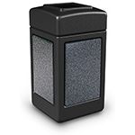 Commercial Zone 720313 StoneTec Aggregate Trash Can with Open Top - 42 Gallon Capacity - Black with Pepperstone Panels