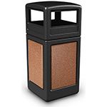 Commercial Zone 72041499 StoneTec Aggregate Trash Can with Dome Lid - 42 Gallon Capacity - Black with Sedona Panels