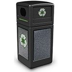 Commercial Zone 72231399 StoneTec Recycle42 Recycling Containers - 42 Gallon Capacity - 18.5" Sq. x 41.75" H - Black with Pepperstone Panels
