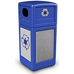 Commercial Zone 72233099 StoneTec Recycle42 Recycling Containers - 42 Gallon Capacity - 18.5" Sq. x 41.75" H - Blue with Ashtone Panels