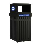 Commercial Zone ArchTec Parkview Recycling Container - 25 Gallon Capacity - 17 1/4" W x 21 3/4" D x 39 1/2" H - Black in Color