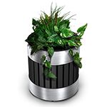 Commercial Zone 727643 Riverview Series Planter  - 18 1/4" Dia. x 20 1/2" H - Black with Stainless Steel Accents