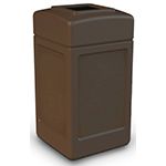 Commercial Zone 732137 Square Open Top Trash Can - 42 Gallon Capacity - 34.5" H x 18.5" Sq. - Brown