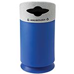 Commercial Zone 7532434099 Galaxy Collection Recycling Receptacle with "Mixed Recyclables" Lid - 35 Gallon Capacity - 21 1/2" Dia. x 42 1/2" H - Blue Base with Comet Gray Top