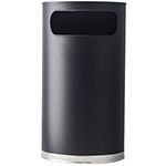 Witt Industries 9HR-BK Side Entry Half Round Waste Receptacle - 9 Gallon Capacity - 18" W x 32" H x 8 1/2" D - Black Body with Chrome Base