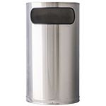Witt Industries 9HR-SS Side Entry Half Round Waste Receptacle - 9 Gallon Capacity - 18" W x 32" H x 8 1/2" D - Stainless Steel Body with Chrome Base