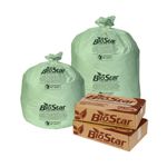 Pitt Plastics BioStar Biodegradable Trash Bags - 38 x 58 - 60 Gallon Capacity - Extra Heavy - Green in Color - 100 bags per case