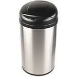 Nine Stars DZT-49-8 Infrared Touchless Waste Receptacle - 13 Gallon Capacity - 13 1/5" Dia. x 28 3/5" H - Stainless Steel with Black Top