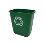 Rubbermaid FG295606GRN Deskside Recycling Container, Medium with Universal Recycle Symbol - 28 1/8 Quart Capacity - 14.38" L x 10.25" W x 15" H