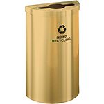 Glaro M1899VBE RecyclePro Value Half Round Receptacle with Multi-Purpose Opening - 16 Gallon Capacity - 30" H x 18" W x 9" D - Satin Brass