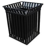 Witt Industries M3601-SQ Oakley Collection Slatted Square Waste Receptacle - 36 Gallon Capacity -  28" Sq x 32.75" H - Silver, Black, Brown, and Green