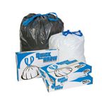 Pitt Plastics DT33W 20-33 Gallon Quick Draw Drawstring Can Liners - White in Color - 33 x 39 - 1 Mil - 150 per case - Interleaved