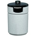 Witt Industries RLC-2038THAB Poly Lite Crete Round Side Load with Hide-A-Butt Ash Urn Trash Can - 27 Gallon Capacity - 20" Dia. x 38" H - Graystone, Whitestone or Sandstone