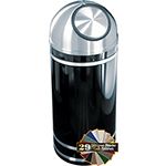 Glaro S1256 Monte Carlo Collection Dome Top Receptacle - 8 Gallon Capacity - 12" Dia. x 30" H - Satin Aluminum Accents