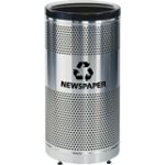 Rubbermaid / United Receptacle Howard Classic S3SSP-BK Paper Recycling Stainless Steel/Black Perforated Steel Waste Receptacle - 25 gallon capacity - 18" Dia. x 35.5" H
