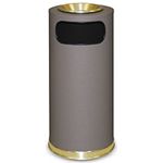 Rubbermaid / United Receptacle SO17SUSBBR Crowne Collection Waste Receptacle - 15 Gallon Capacity - 15" Dia. x 33.5" H - Disposal Opening is 11" W x 5" H - Brown Textured Base with Brass Accents