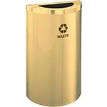 Glaro T1899VBE RecyclePro Value Half Round Receptacle with Half Round Opening - 16 Gallon Capacity - 30" H x 18" W x 9" D - Satin Brass