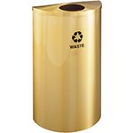Glaro W1899BE RecyclePro Half Round Receptacle with 5.5"  Round Opening - 14 Gallon Capacity - 30" H x 18" W x 9" D - Satin Brass