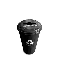 Witt Industries 10/1CTBK Tall Round Recycling Wastebasket with Combination Round/Slot Opening - 80 quart capacity - Black