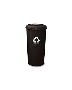 Witt Industries 10/1DTBK Tall Round Recycling Wastebasket with 4" Round Opening - 80 quart capacity - Black