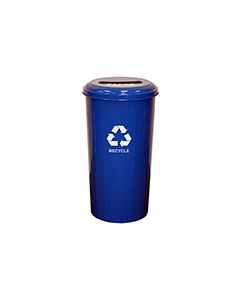 Witt Industries 10/1STDB Tall Round Recycling Wastebasket with 8" Slot Opening - 80 quart capacity - Blue