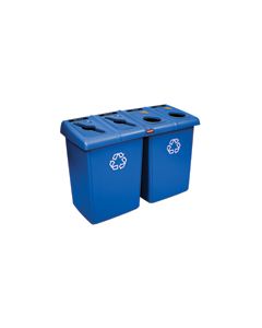 Rubbermaid 1792372 Glutton Recycling Station - 92 Gallon Capacity - 53" L x 24" W x 35.5" H - Blue in Color