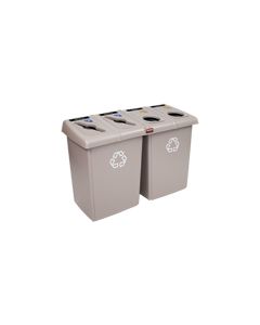 Rubbermaid 1792374 Glutton Recycling Station - 92 Gallon Capacity - 53" L x 24" W x 35.5" H - Beige in Color
