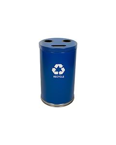 Witt Industries 18RTBL Three Opening Recycling Container - 33 Gallon Capacity - 18" Dia. x 33" H- Blue in Color