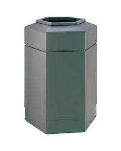 Hexagon Trash Can - 30-Gallon Capacity - 29" H x 20" W x 17 1/4" D - Gray