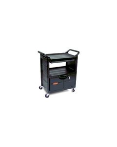 Rubbermaid 3457 Utility Cart with Lockable Doors, Sliding Drawer and 4" dia Swivel Casters - 33.63" L x 18.63" W x 37.75" H - 200 lb capacity