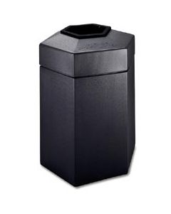 Hexagon Trash Can - 45 Gallon Capacity - 22" D x 25 1/2" W x 31" H - Black