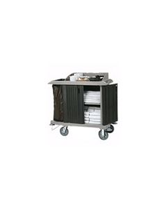 Rubbermaid 6192 Compact Housekeeping Cart with Doors, Vinyl Bag, Bumpers and Vacuum Holder - Platinum in Color
