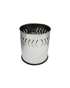 Witt Industries 66SS-ABP Executive Round Wastebasket with Arrow Band Pattern - 4 gallon capacity - 10 1/8" Dia. x 11 5/8" H - Stainless Steel in Color