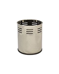 Witt Industries 66SS-SBP Executive Round Wastebasket with Slot Band Pattern - 4 gallon capacity - 10 1/8" Dia. x 11 5/8" H - Stainless Steel in Color