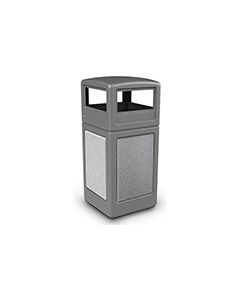 Commercial Zone 72041199 StoneTec Aggregate Trash Can with Dome Lid - 42 Gallon Capacity - Gray with Ashtone Panels