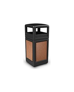 Commercial Zone 72041499 StoneTec Aggregate Trash Can with Dome Lid - 42 Gallon Capacity - Black with Sedona Panels
